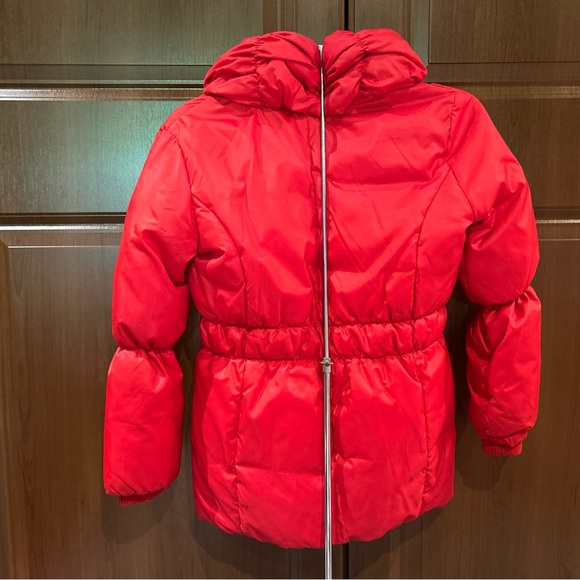 Red Nautica Down-Filled Nylon Winter Jacket with Full Zip and Button Closure - Picture 2 of 7